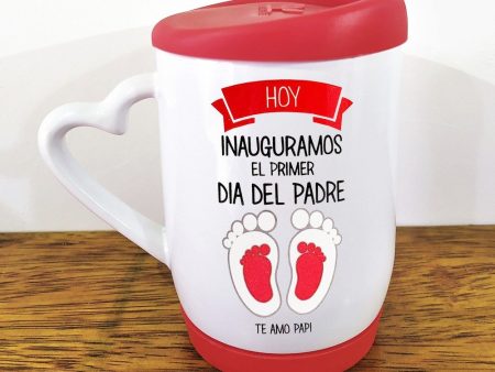 Mug tapa roja oreja corazón