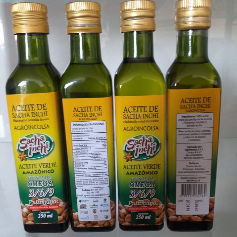 ACEITE DE SACHA INCHI AGROINCOLSA (RICO EN OMEGAS 3, 6 Y 9) Vitrina